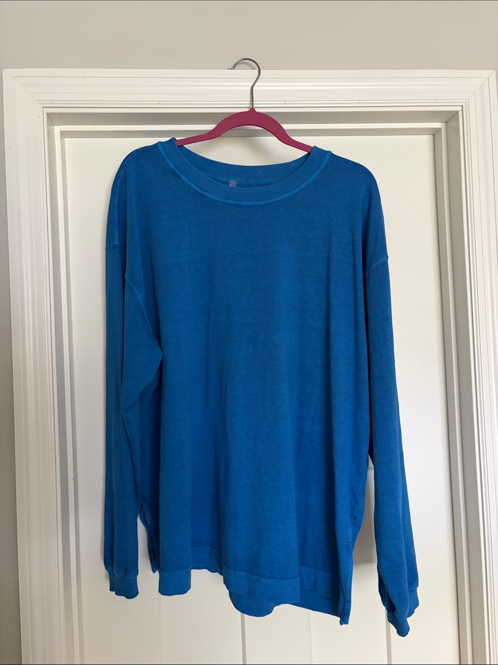 Free people hustle layer tee light cobalt large 100% cotton - Picture 2 of 8
